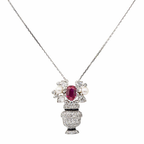 Pendentif Pendentif Bouquet Platine Rubis 58 Facettes 2328939CN