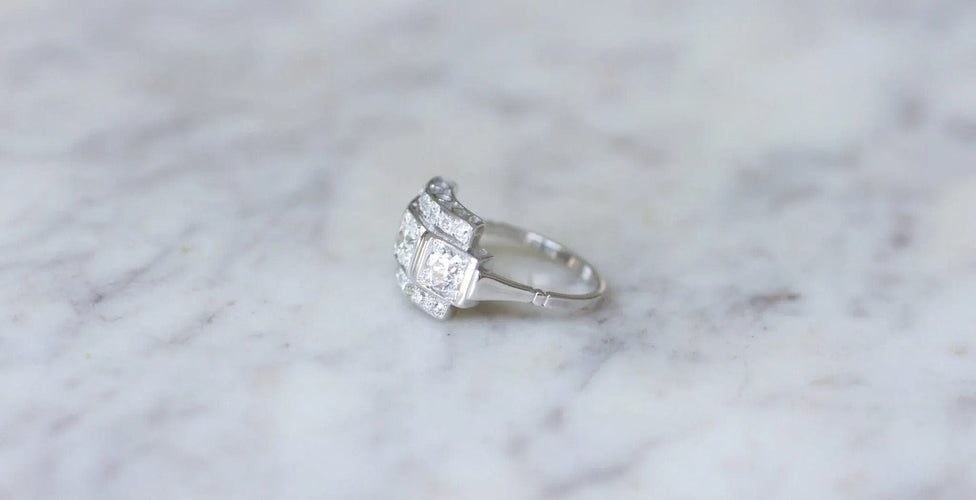 Bague 53 Bague Art Déco Trilogie Diamants 58 Facettes