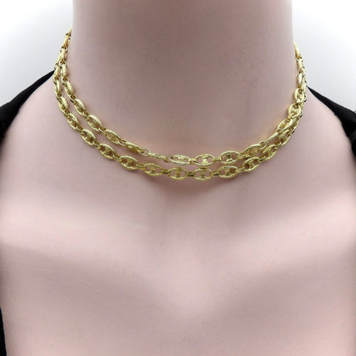 Collier Chaîne à maillons texturés en or 18 carats 58 Facettes