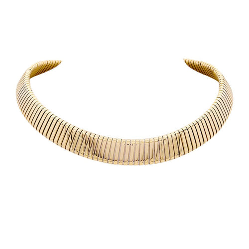 Collier Collier Bulgari vintage, "Tubogas", or jaune, acier. 58 Facettes 34085