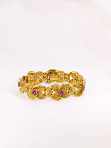 Bracelet Bracelet vintage fleur or amati et rubis 58 Facettes J338