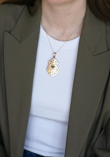 Pendentif Médaillon Broche Arabesques Ancien Perles Fines et Diamants Or Rose 58 Facettes