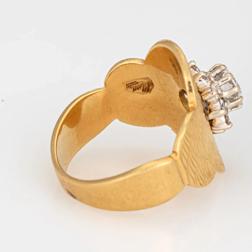 Bague 52 Bague en or jaune avec cigare et grappe de diamants 58 Facettes G13593