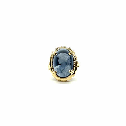 Anillo camafeo ágata azul 