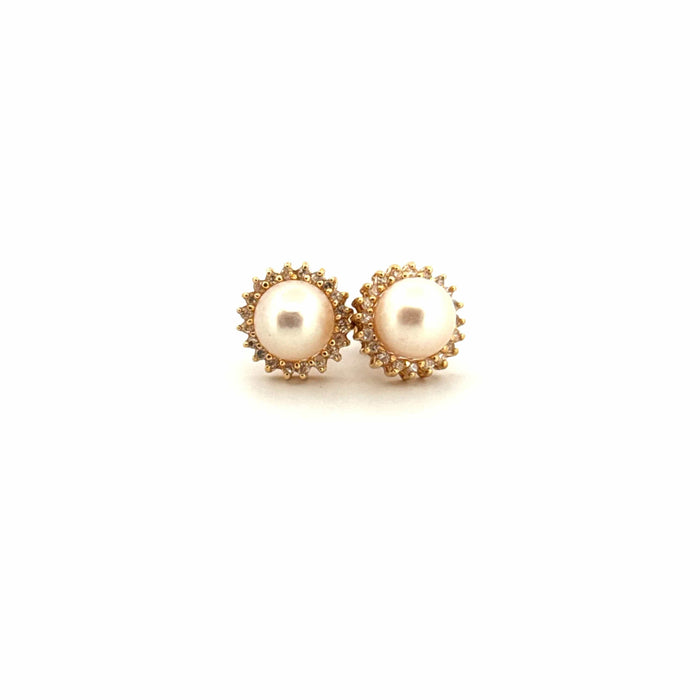 Boucles d'oreilles Puces d'oreilles or jaune perles et diamants 58 Facettes E3BO-GS28844