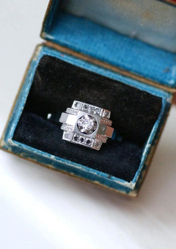 Bague 54 Bague Art déco Géométrique Diamants 58 Facettes