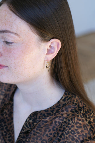 Boucles d'oreilles Boucles d'Oreilles Anciennes Pendantes en Or, Email et Perles 58 Facettes