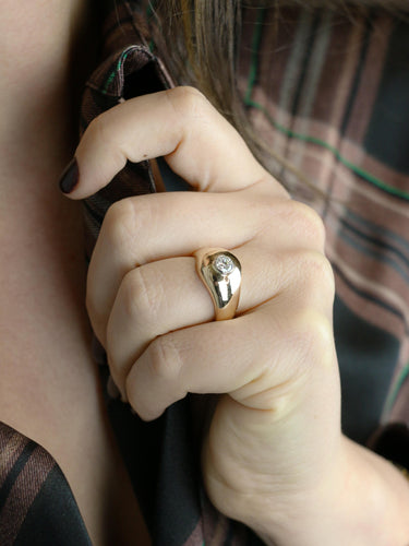 Bague 60 Bague jonc vintage or jaune diamant rond 0,5 carat 58 Facettes 1087.25