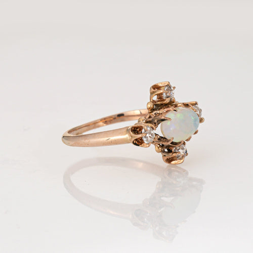 Bague 49 Bague antique victorienne en or jaune 14 carats avec opale et diamant 58 Facettes G13910
