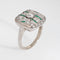 Vintage hvitt gull Art Deco Diamond Emerald Ring