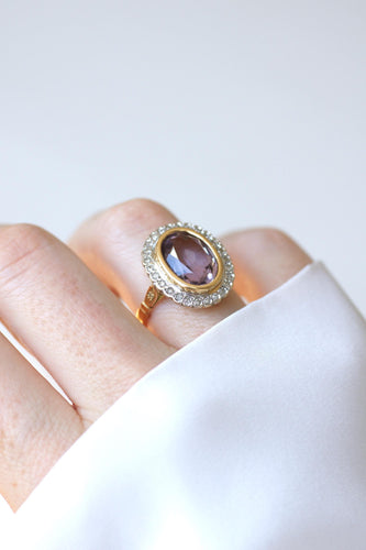 Bague 56 Bague Style Art Déco Améthyste et Diamants 58 Facettes