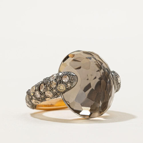 Bague 53 POMELLATO - Bague Tango en or rose quartz fumé et diamants 58 Facettes