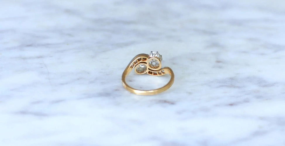 Bague 53 Bague Toi et Moi or jaune, platine, diamants 58 Facettes