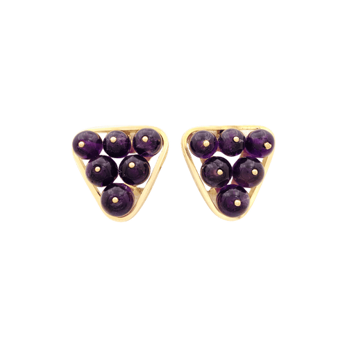 Boucles d'oreilles Clips d'oreilles vintage or jaune, améthyste. 58 Facettes 34432