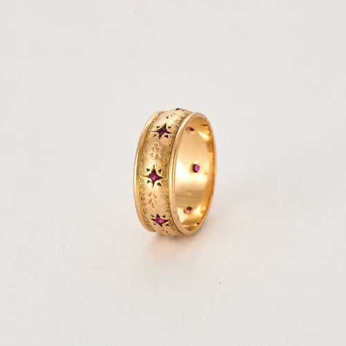 Bague 54,5 Bague jonc or jaunen et rubis 58 Facettes GU272