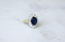 Bague 50.5 Bague Marguerite saphir 4,60 Cts entourage diamants 58 Facettes
