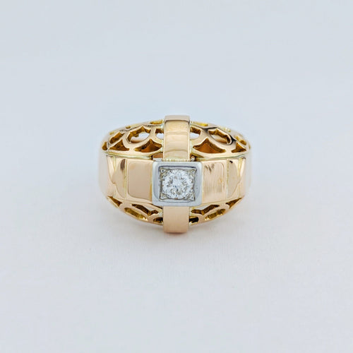 Bague 56 Bague tank ajourée en or jaune et diamant 58 Facettes 33016