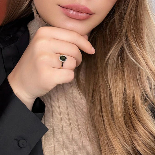 Bague 57 Bague Or Jaune 18k Tourmaline & Diamants 58 Facettes 50-GS26328-04