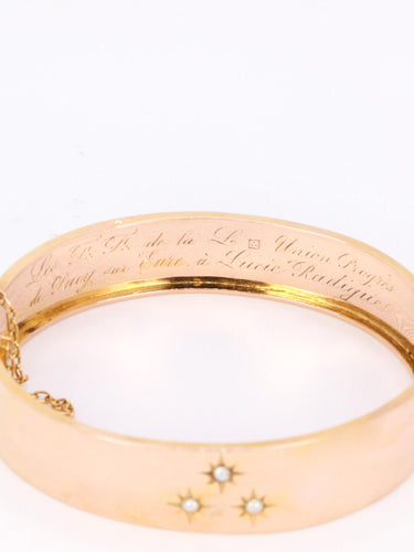 Bracelet Bracelet jonc maçonnique or rose perles fines 58 Facettes 1133.1