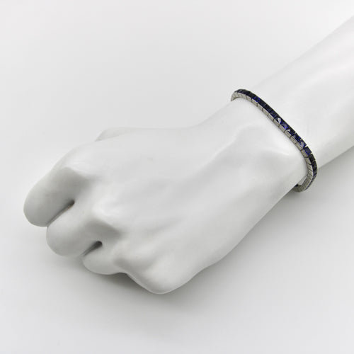 Цлассиц Art Deco Наруквица од платине и сафира