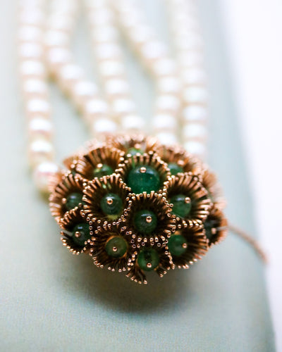 Bracelet Bracelet 5 Rangs Perles de culture et Perles d'Emeraude avec Fermoir broche 58 Facettes A11365