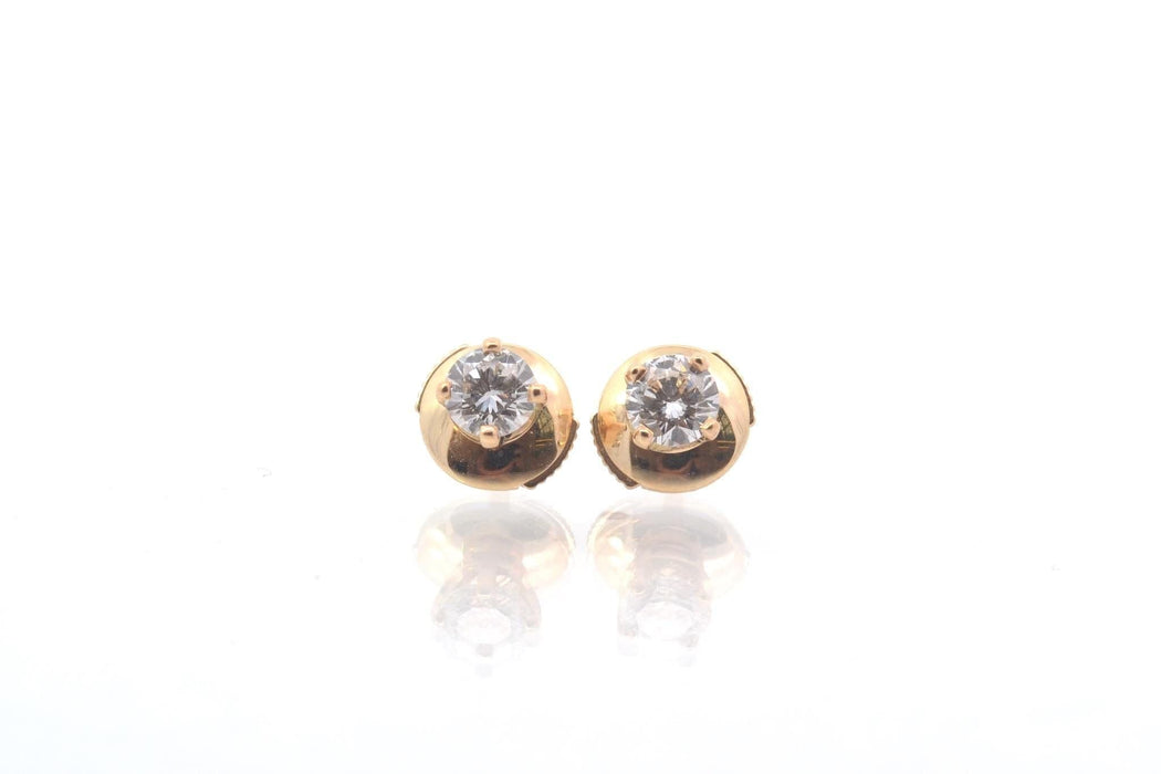 Boucles d'oreilles Puces d'oreilles en or 18k et diamants 58 Facettes 26111-A