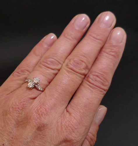 Bague 55.5 Bague Ancienne Toi et Moi Diamants, Or et Platine 58 Facettes