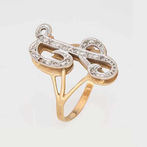 Bague Bague initiale en diamant vintage en or jaune 58 Facettes G13996