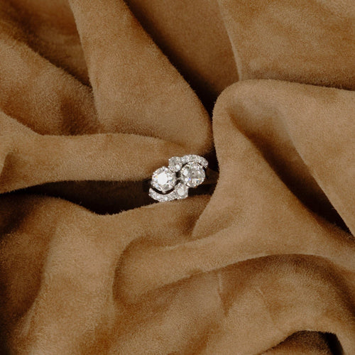 Bague 55 Bague Toi & Moi or gris, platine, diamant - 1930's 58 Facettes INV034