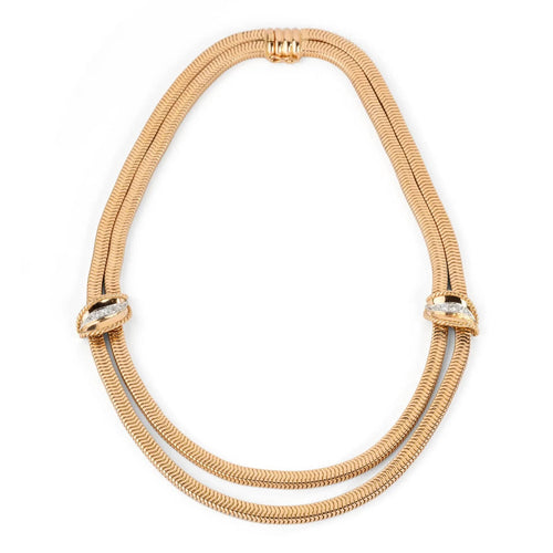 Collier Collier or jaune double rang maillon lisse 58 Facettes 1