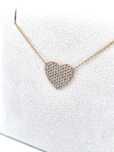 Pendentif Pendentif en or jaune avec pendentif en forme de cœur serti de diamants 58 Facettes