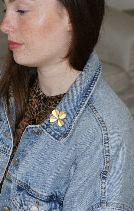 Broche Broche Trèfle Diamants sur Or Jaune 58 Facettes