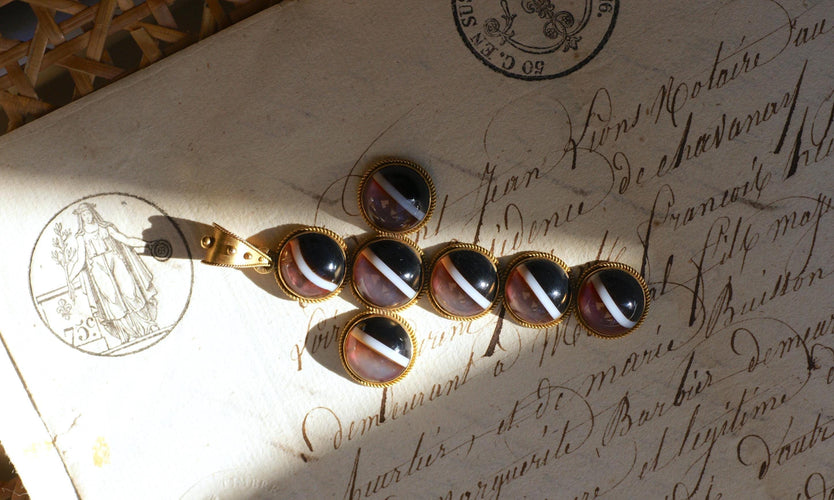 Pendentif Pendentif Croix Cabochon d'Agate sur Or jaune 58 Facettes