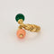 Bague 46 Bague toi et moi or jaune, chrysoprase et corail 58 Facettes RAM28449