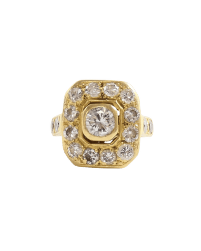 Bague 51 Bague Pompadour en or jaune 18 carats et diamants 1,90 ct 58 Facettes