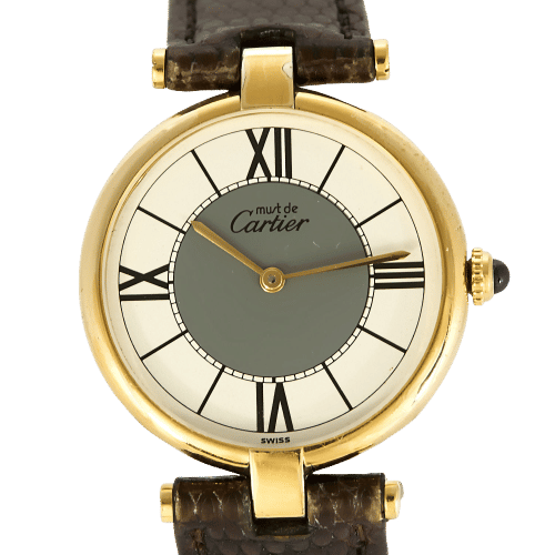 Montre CARTIER - Montre Modèle Vendôme Must en argent plaqué or cadran "deux tons" gris et blanc 58 Facettes