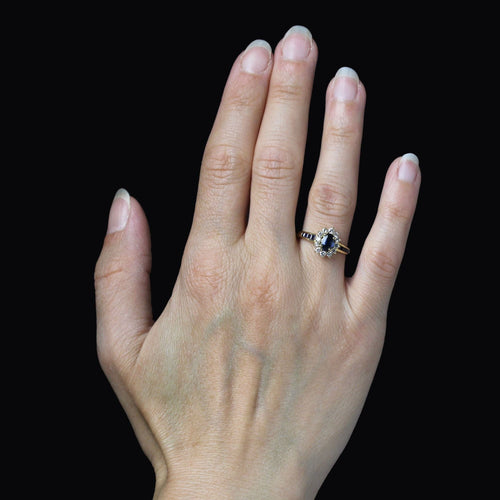 Bague 53 Bague marguerite saphirs diamants et saphirs calibrés 58 Facettes 25-088