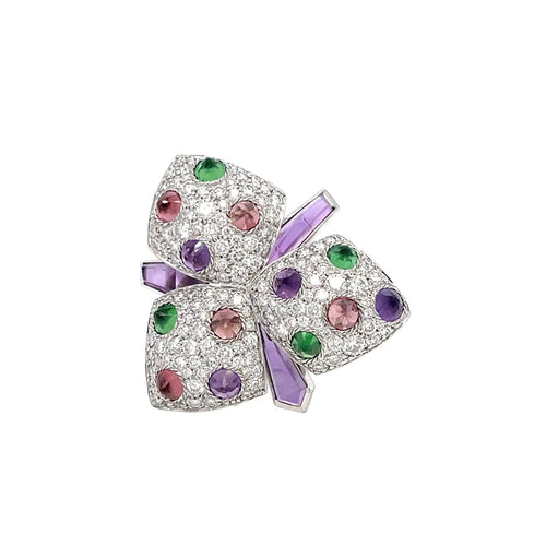 Bague 55 Cartier Diamond and Multi-Gem Caresse d'Orchidées Ring 58 Facettes