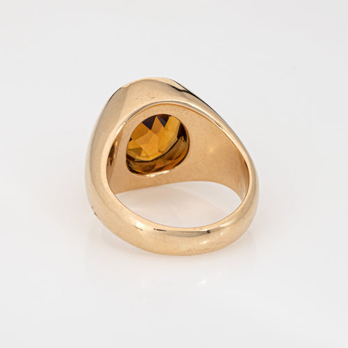 Bague 57 Chevalière en or jaune 6 carats avec citrine de Madère 58 Facettes G13952