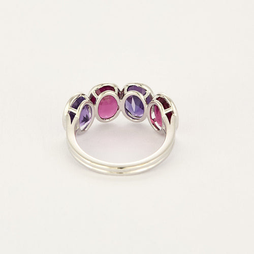 Bague 49 Bague or gris, tourmalines et améthyste 58 Facettes RNG3391