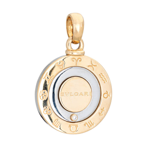 Pendentif Pendentif Bulgari Zodiaque Vintage en or 18 carats, acier et diamants, bijou signé 58 Facettes G14182