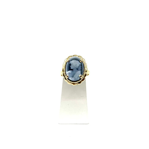Anillo camafeo ágata azul 