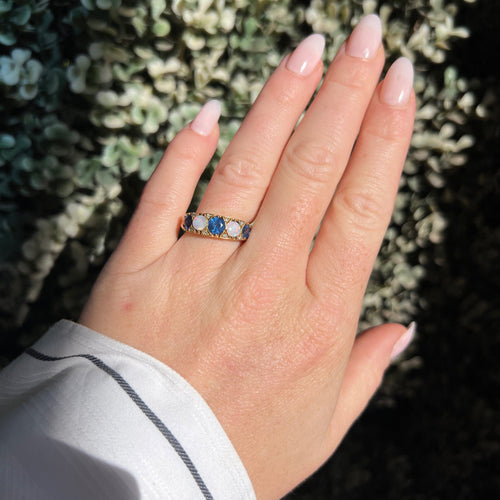 Bague 54 Bague Jarretière Vintage Or, Saphirs, Opales et Diamants 58 Facettes 342