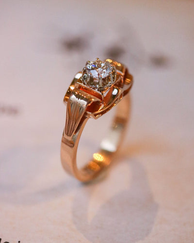 Bague 53 Bague Art Déco Or Rose Diamant 58 Facettes A11404