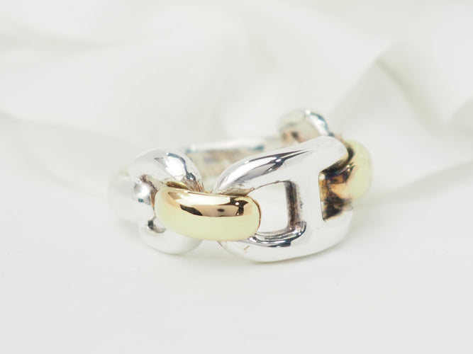 Bague 52 Bague Hermès Chaîne d'Ancre en or et argent 58 Facettes 33489