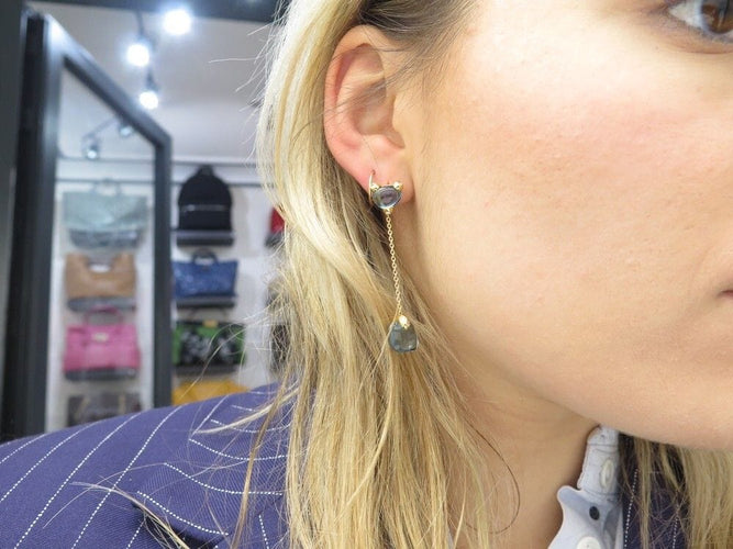 Boucles d'oreilles boucles d'oreilles POMELLATO sassi topaze or jaune diamants 58 Facettes 259150