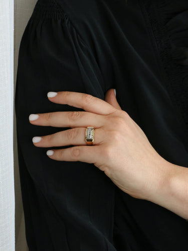 Bague 54 Bague pont or jaune diamants taille rose 58 Facettes 973