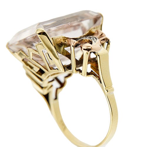 Bague 54 Bague en or trois pièces avec morganite et diamants 58 Facettes 37785