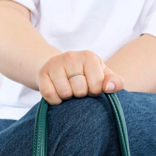 Bague 53 Alliance or rose et diamants 58 Facettes LAN1223