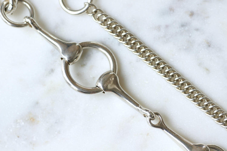 Collier Hermès Sautoir Mors en Argent 73.00 cm 58 Facettes